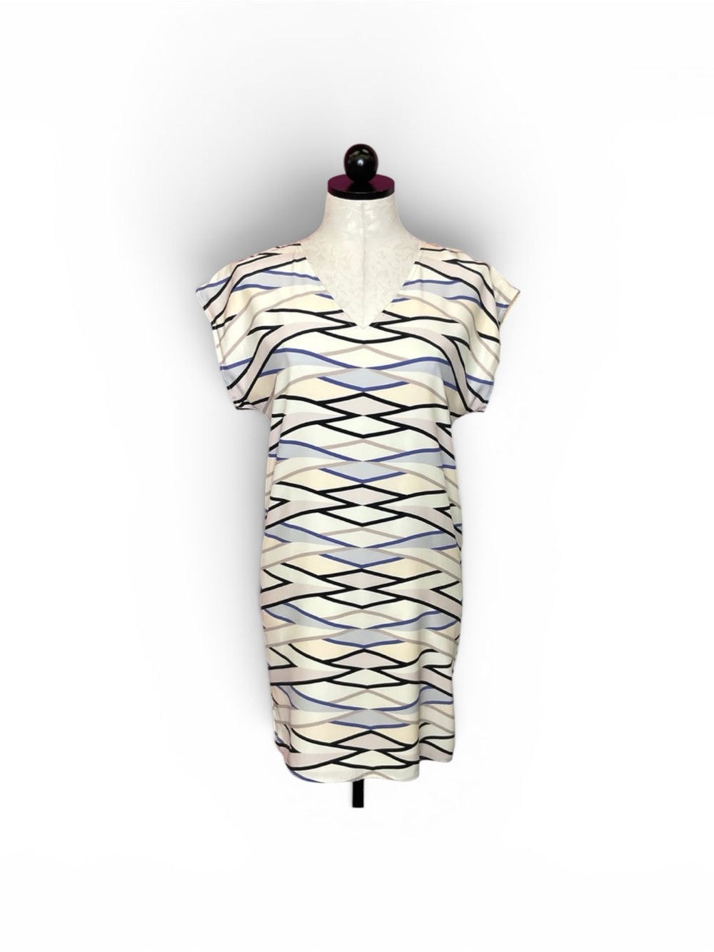 Marie Oliver 100% Silk Geometric Shift Dress Small